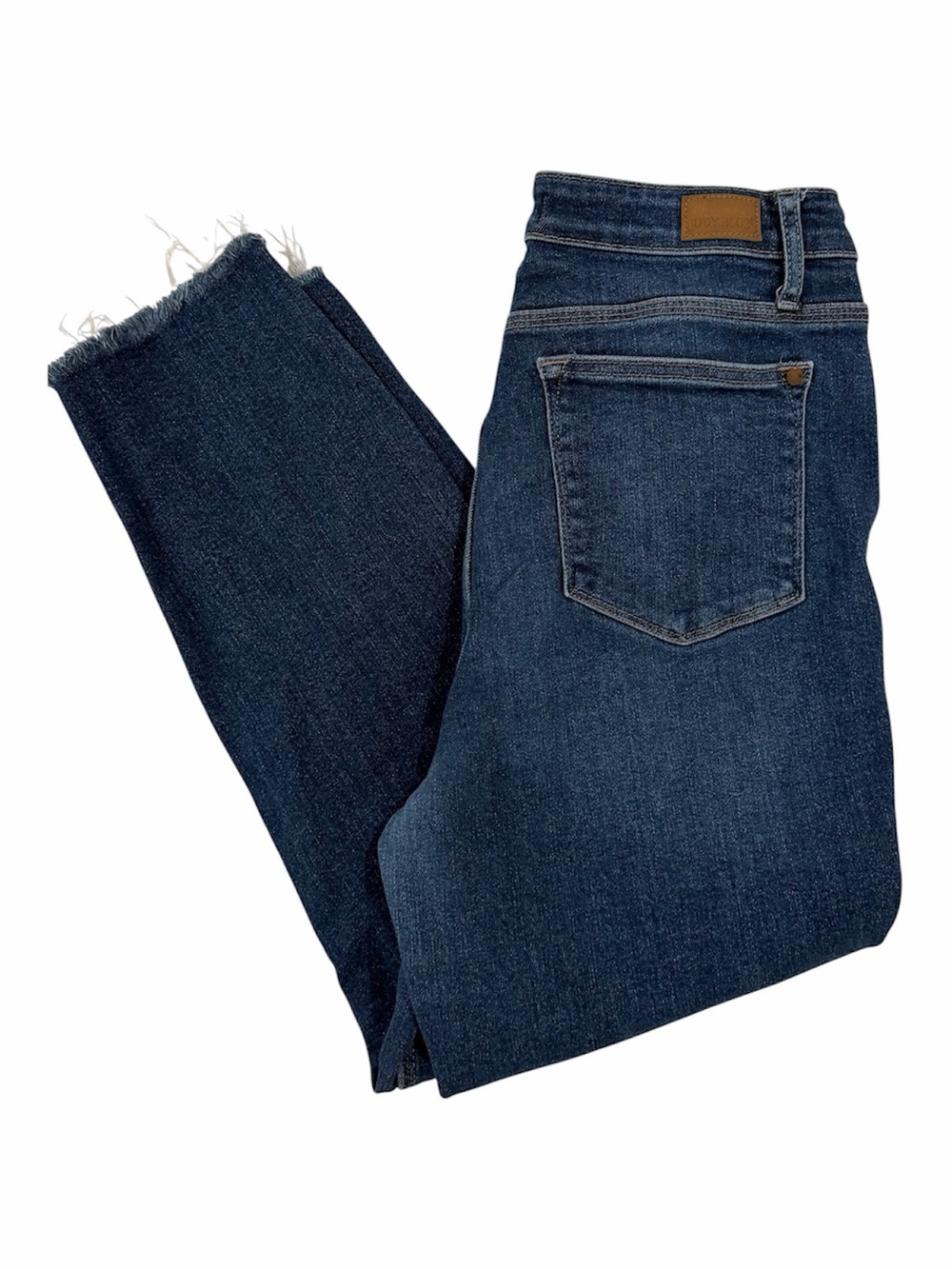 Judy Blue Women’s Jeans Blue Frayed Hem Straight Leg 13/31 JB88375 cropped